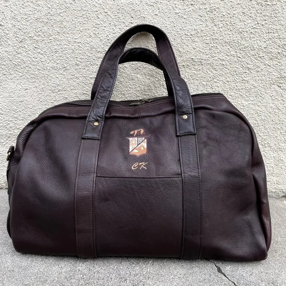 Brown Leather Cal Club California Golf Club SF Bag Embroidered "CK" Initials - Picture 13 of 13